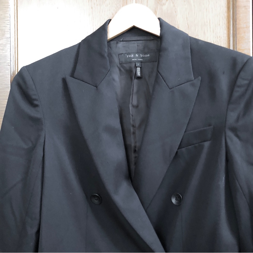 Rag & Bone Blazer Peak Lapel Black Double Breasted Jacket 4 Made in the USA